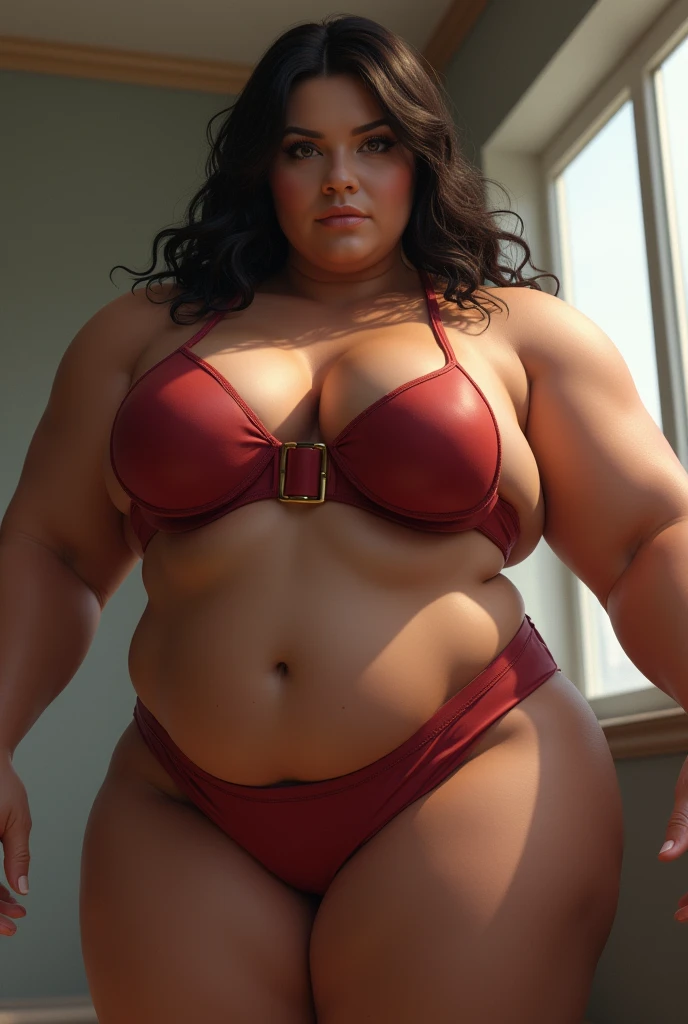 a close up of a woman with a big breast and a big body, powerful and huge, muscular girl, massive muscles, large muscles, muscular ultraviolent woman, big biceps, big muscle, strong and imposing, huge muscles, big muscles, muscular!!, very beautiful. big muscles, exaggeratedly large physique, giantess art, feminine and muscular