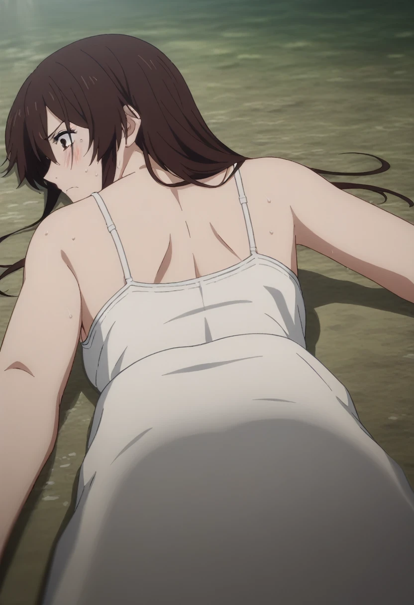 score_9, score_8_superior, score_7_superior, sauce_anime, ambient light, sunlight  , (1 tall girl ), 
Sagiri Yamada Asaemon, Sagiriyamada Asaemon, Long Hair, brown Hair,, brown eyes, wince,frown,
,topless,  In the same way,    ((on stomach, from behind, virginal sex:1.5)),ffm threesome, lesbian sex, nsfw, lesbian,  in lake,                                                                       
((rape)) ,nsfw ,shackles ,wet body, (steam), yuri, 
in beautiful lake, ~ side, blush,  ,(hip),
alone, Dutch Angle, View your viewers,, detailed sex, ,detailed back, white panties, [large breast],