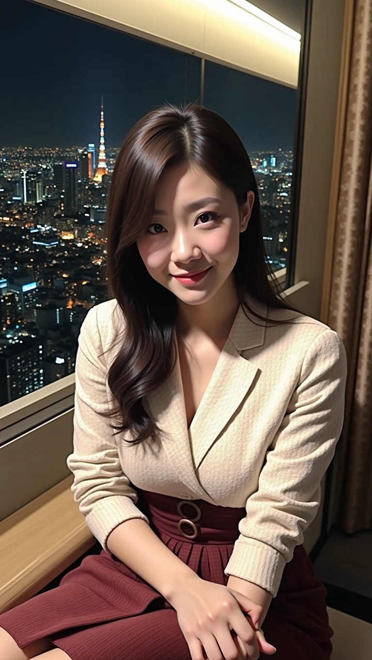 High-rise luxury hotel、Window、Tokyo night view、