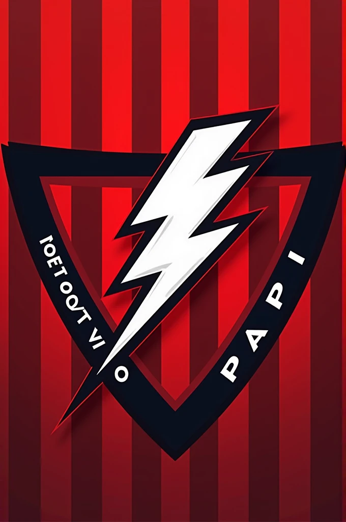 Create a football logo that has red stripes and a lightning bolt with the name DEPORTIVO PAPI