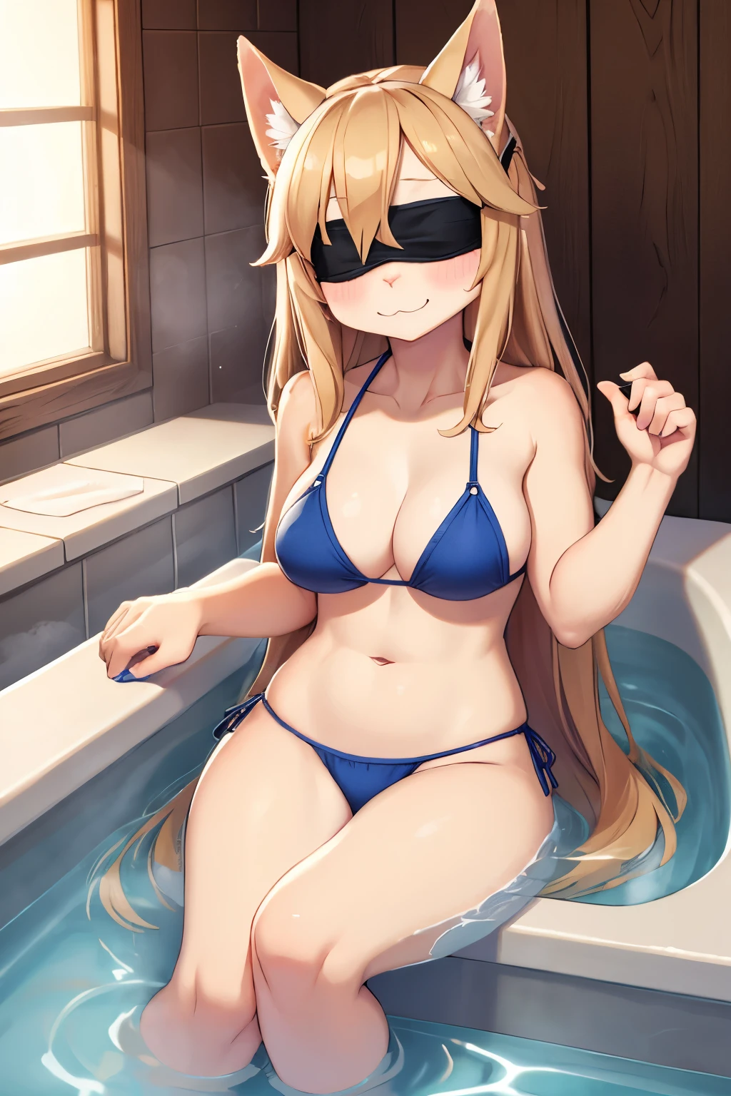 bath、bikini、Hairy、Blindfold