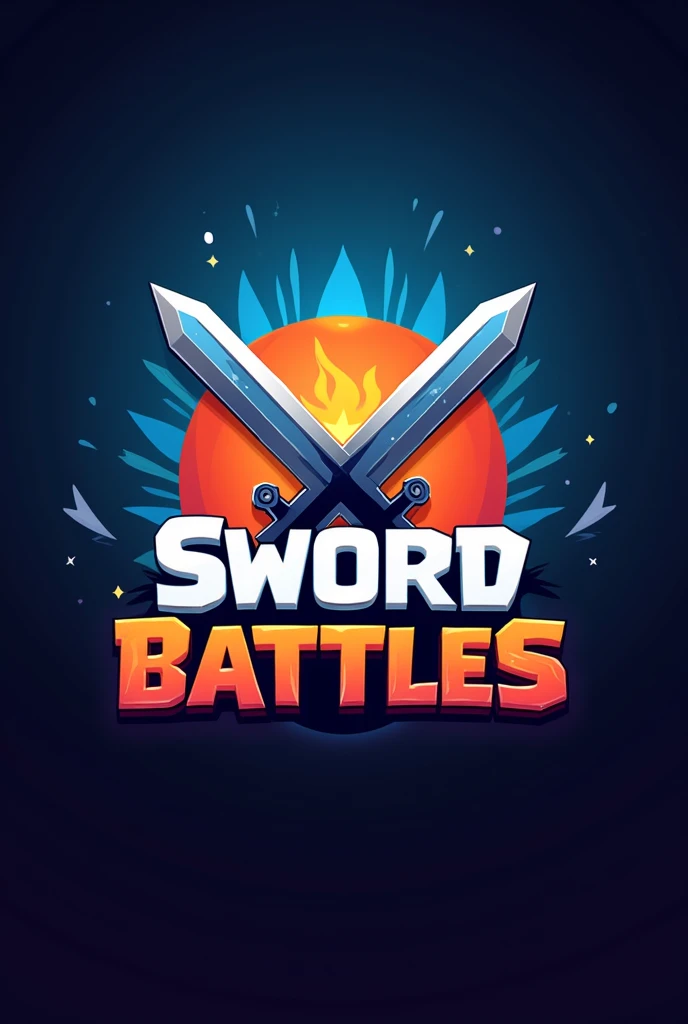 Generate me a drawing of a Roblox like logo with the name  "Sword Battles"