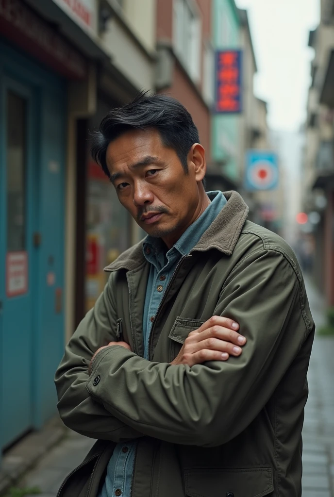 (photorealism:1.2), economy decrease, pessimism, poor, less consumption, depression, Asian man