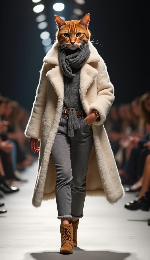 fashion cat walk on fashion week runway very realistic and very fashionable combination