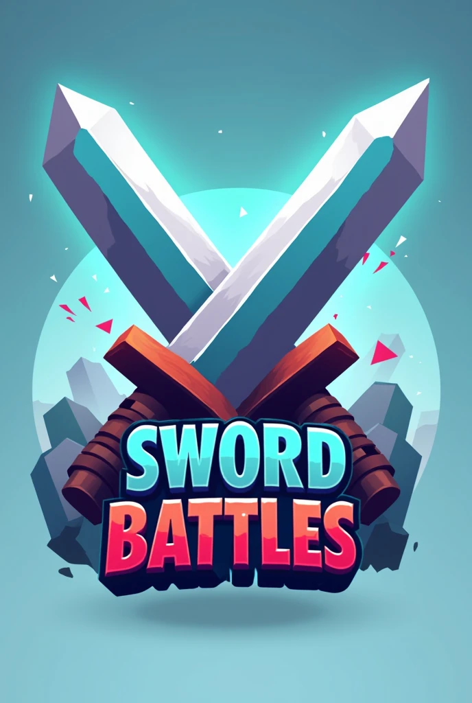 Generate me a drawing of a Roblox like logo with the name  "Sword Battles"