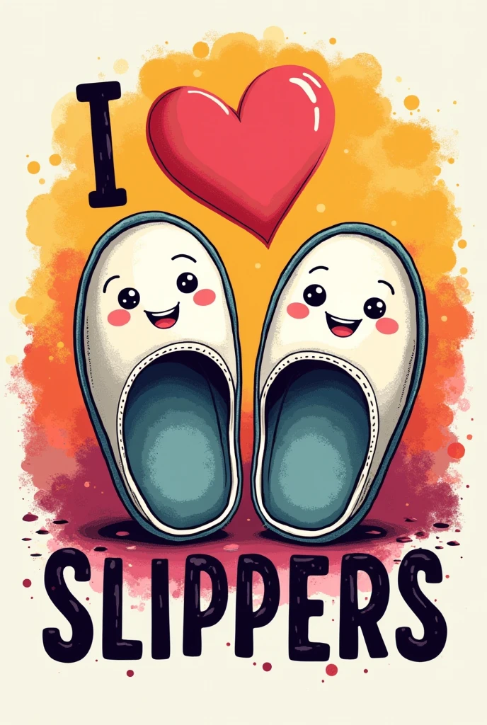 Print for T-shirt written "I Love Slippers"