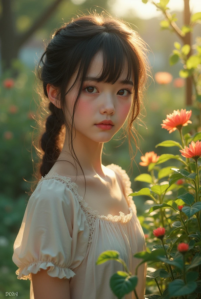 Girl in the garden,18 years old。Realism