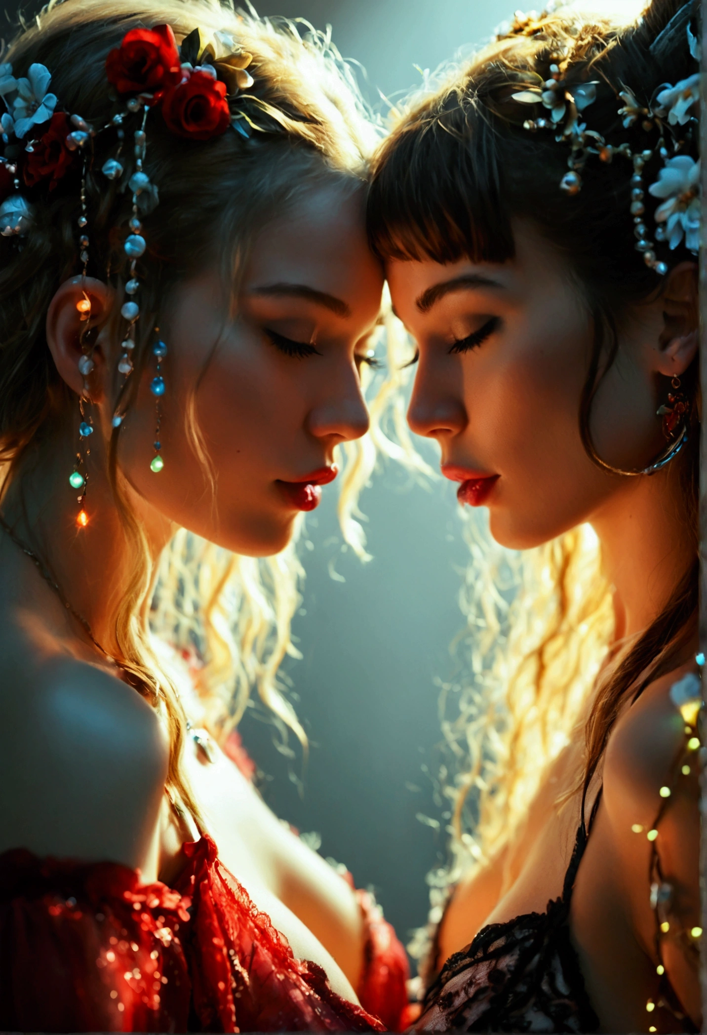 A lesbian couple, 40 years old, explicit, detailed anatomy, sexy atmosphere, vulva, labia, vaginal, schlick,cunnilingus:2, high contrast, photorealistic, hyper detailed, cinematic lighting, dramatic shadows, vibrant colors, sensual, intimate, erotic, masterpiece, 8k, hyperrealistic, full body shot, female masturbation