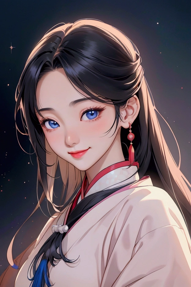 (Highest quality、 8k 、masterpiece、High resolution)、(Chinese Drama、Changgexing、Li Changge、Dililaba)、Tang Dynasty、Changan、1 Female、Beautiful young person、blue eyes、Pretty lips、(Anime Beauty)、(Anime Art)、Smiling and posing happily、Bright atmosphere、Light colored long hair、Light pink Hanfu、古いChanganの街並み、Official Art、Detailed CG、