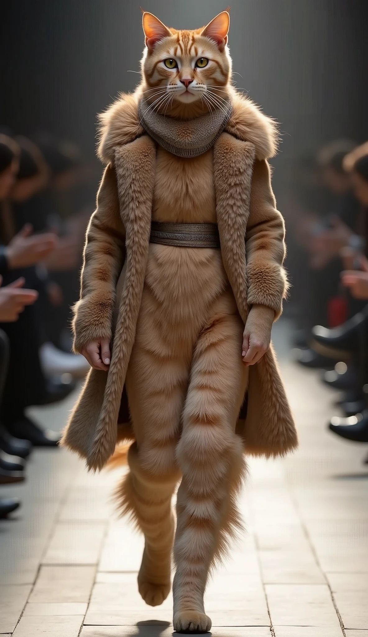 fashion cat walk on fashion week runway very realistic and very fashionable combination
