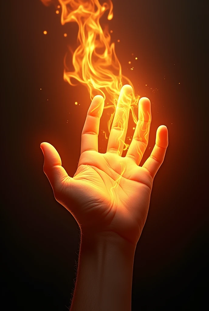 hand with round
burning falme