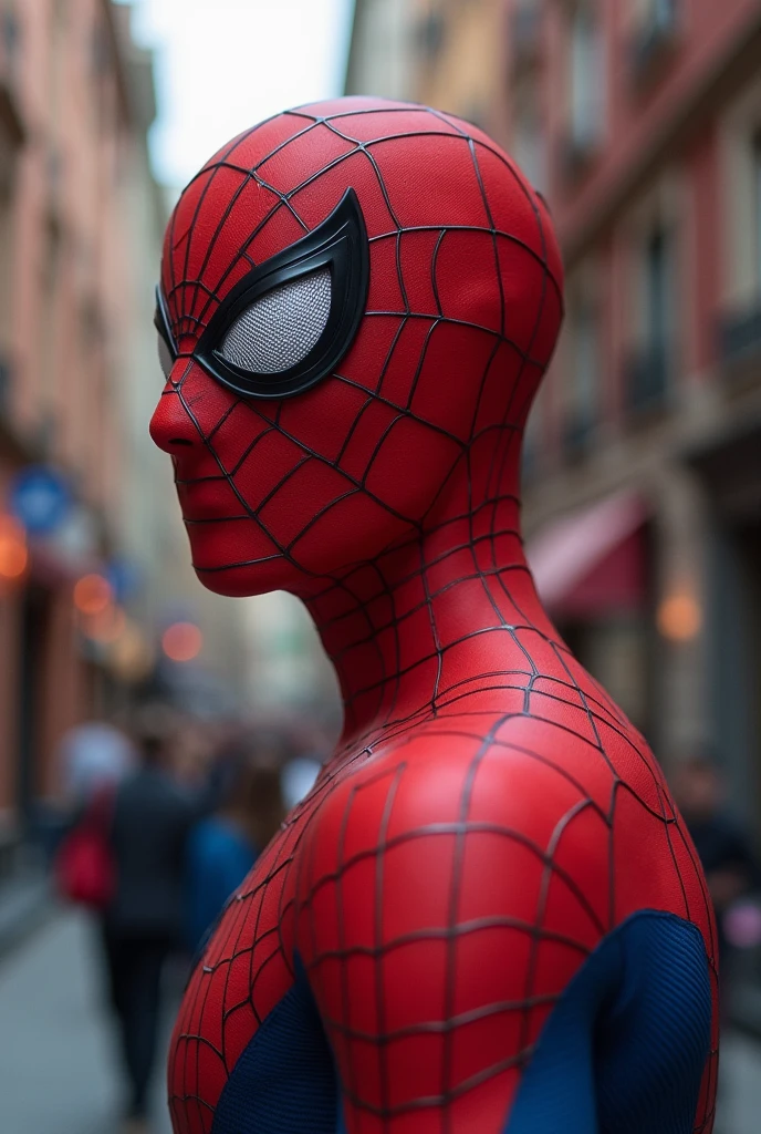 SpiderMan cocked his head