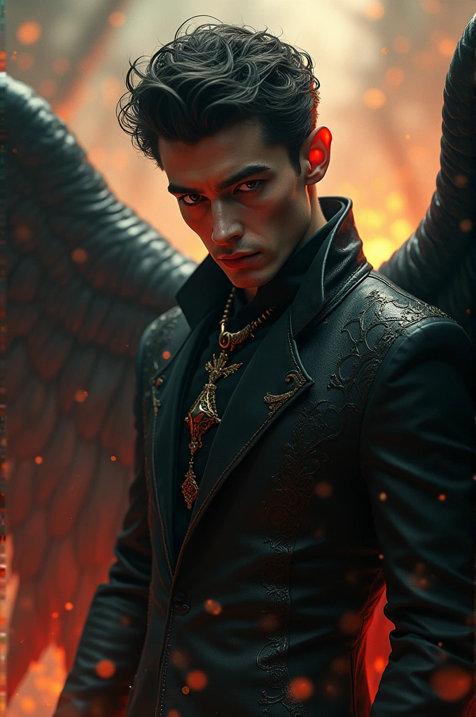 Human representation of Lucifer in an attractive and frightening way