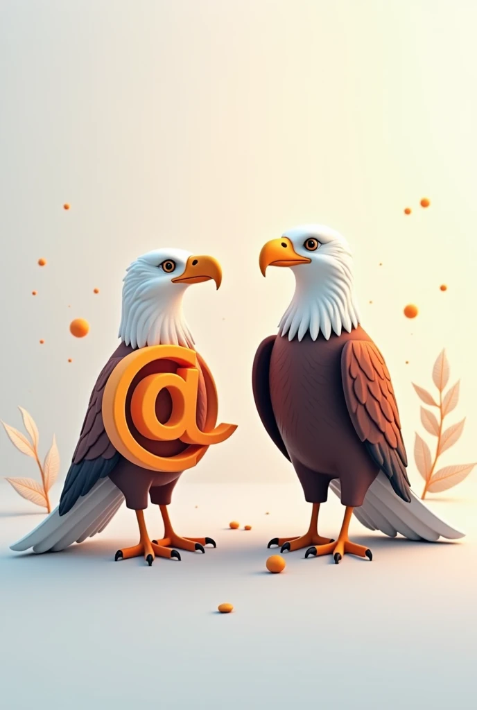 I want you to create an image with the symbol of two schools meeting, the symbol of the American Eagle school and the symbol of the ALL Net school, the symbol of the ALL Net is an orange at sign and the Eagle is an eagle. I want the symbols to meet.