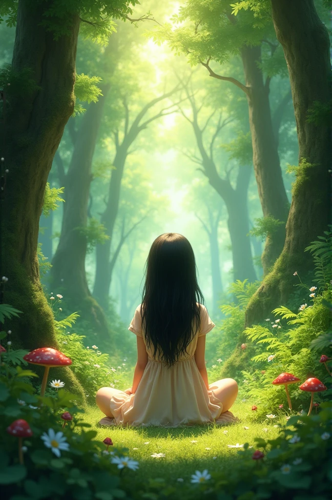 Alon girl sittin in Forrest