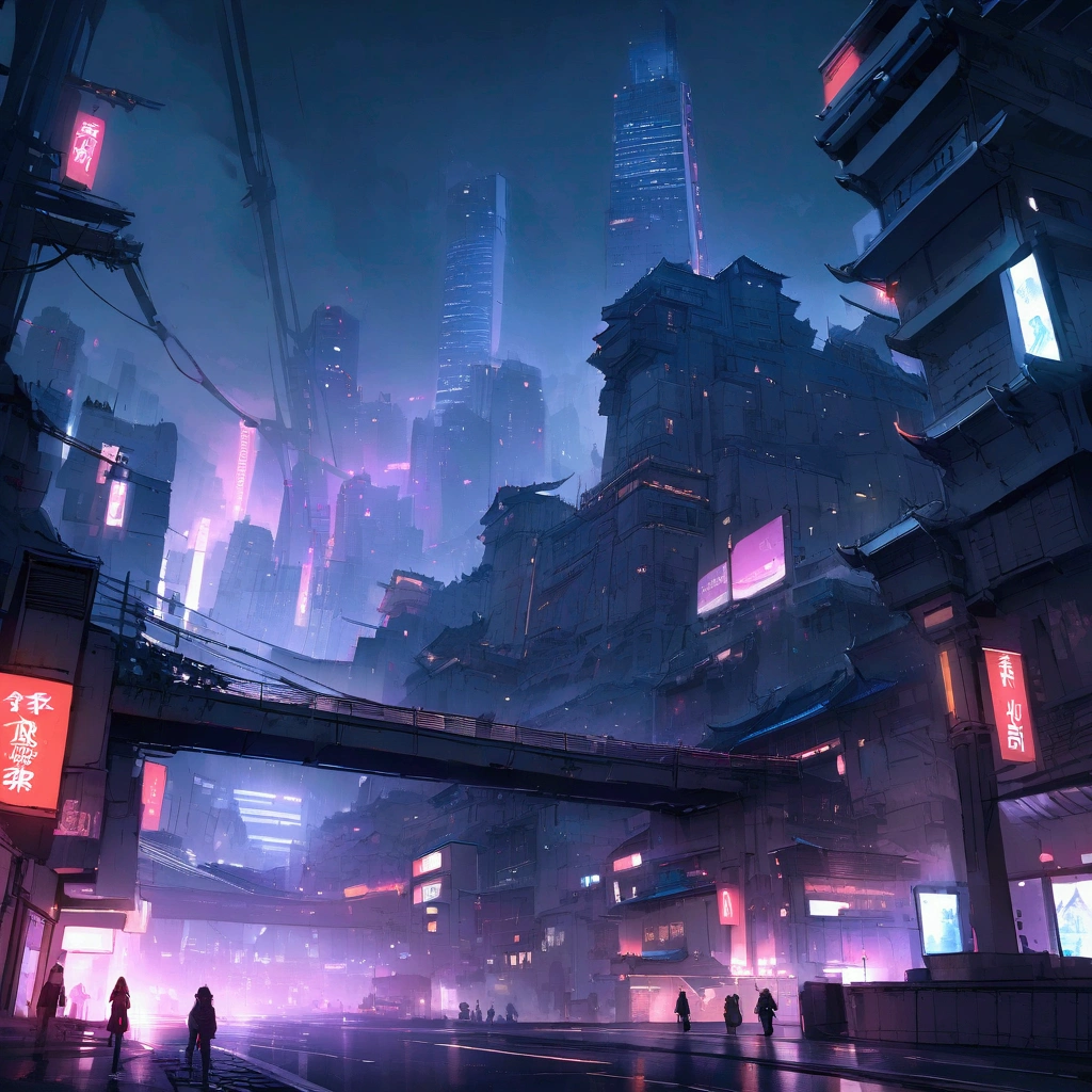 Great Wall of China,In a cyberpunk city