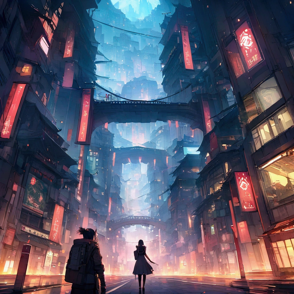 Great Wall of China,In a cyberpunk city