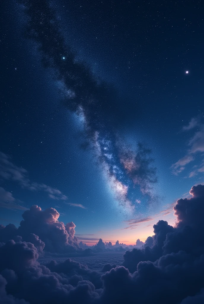 universe、Numerous stars、Earth visible in the distance、The moon visible in the distance