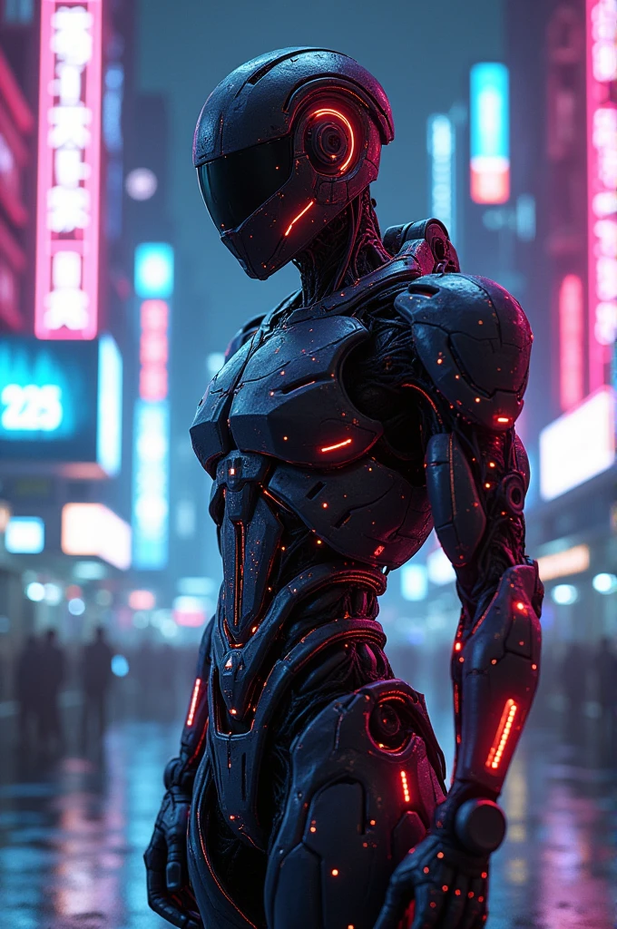 Soldier cyber neon armored suit