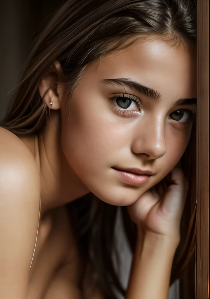 ((1 Spanish girl)), (Laia Manzanares) (Tween-Modell, 16yo, young)), fantastically beautiful, sslim, small, soft lighting, ((David Hamilton-Stil)), close up shot, Table top, 最good quality, photorealestic, 8k, High resolution, fine skin, 8k UHD, Digital SLR camera, soft lightinging, good quality, film grain, Fuji XT3, Decollete, sexy Position, hard nipple, sexy face, moan, moanin, sexy ass