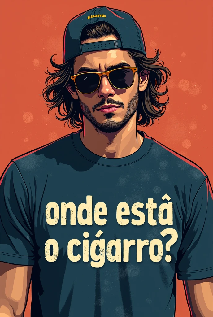 Print for T-shirt written "where's the cigarette?" in informal Portuguese
