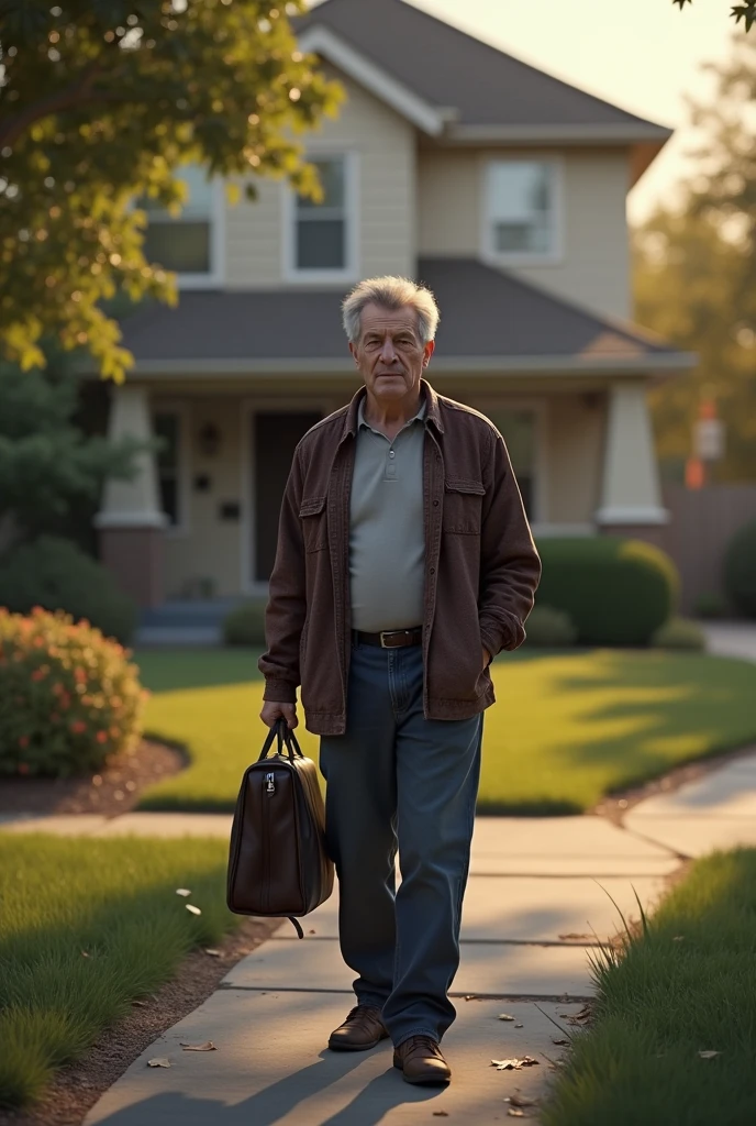 Create a middle aged man coming home 