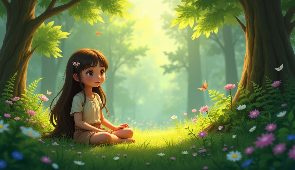 Alon girl sittin in Forrest