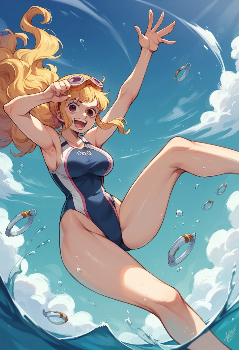 Charlotte Pudding One Piece Scuba Diving in One-piece Swimsuit and Diving Goggles With Sanji