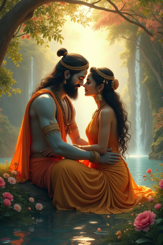 Lord ram and sita romantic mood background nature