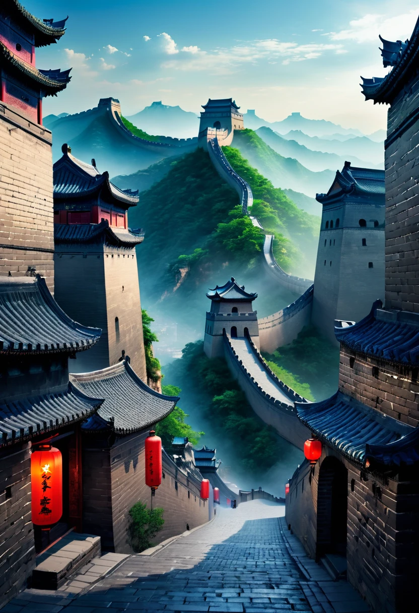 Great Wall of China,In a cyberpunk city