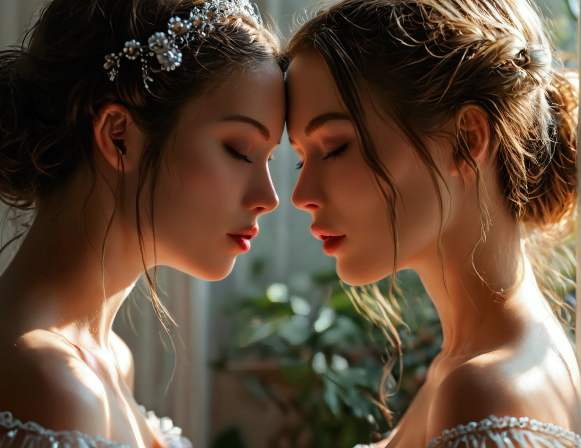 nsfw:3, A lesbian couple, 10 years age difference, explicit girl on girl sex, detailed anatomy, sexy atmosphere, vulva, labia, vaginal, schlick,cunnilingus:2, high contrast, photorealistic, hyper detailed, cinematic lighting, dramatic shadows, vibrant colors, sensual, intimate, erotic, masterpiece, 8k, hyperrealistic, full body shot, female masturbation,

