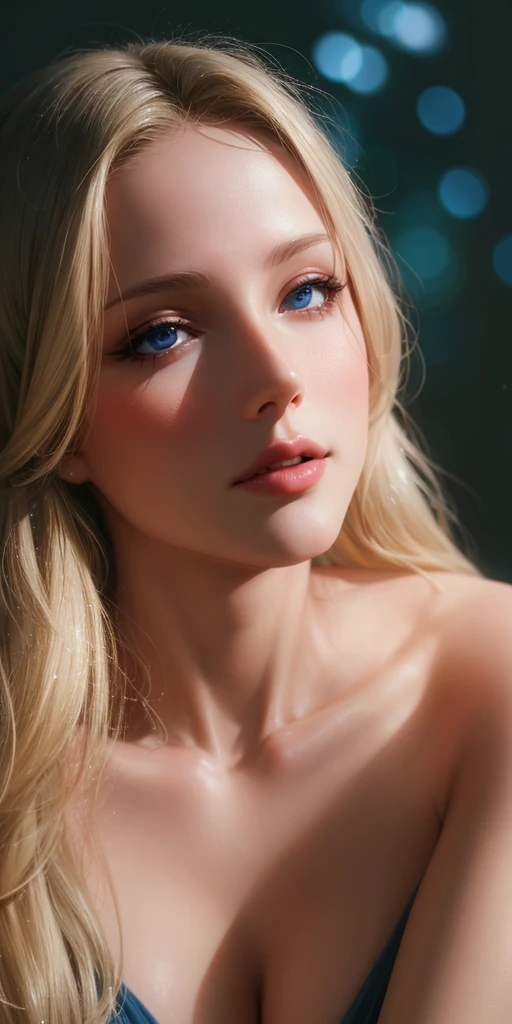 Elegant mature woman, milf, white skin, blue eyes, blonde hair, soft light, 4k resolution, high quality, beautiful cg