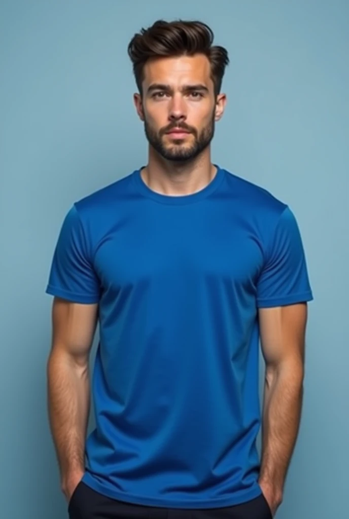 Plain cool blue colour tshirt with men model