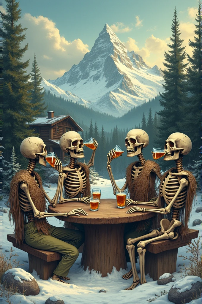 Skeletons drinking in a canadian