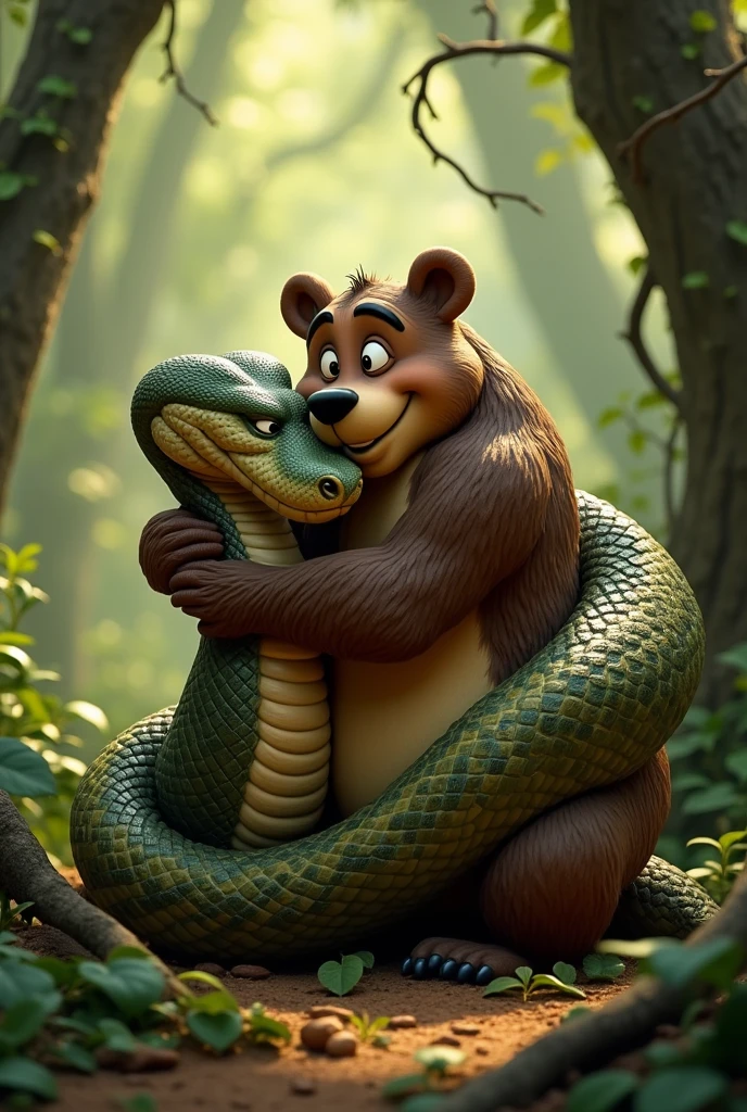 Kaa hugs balu