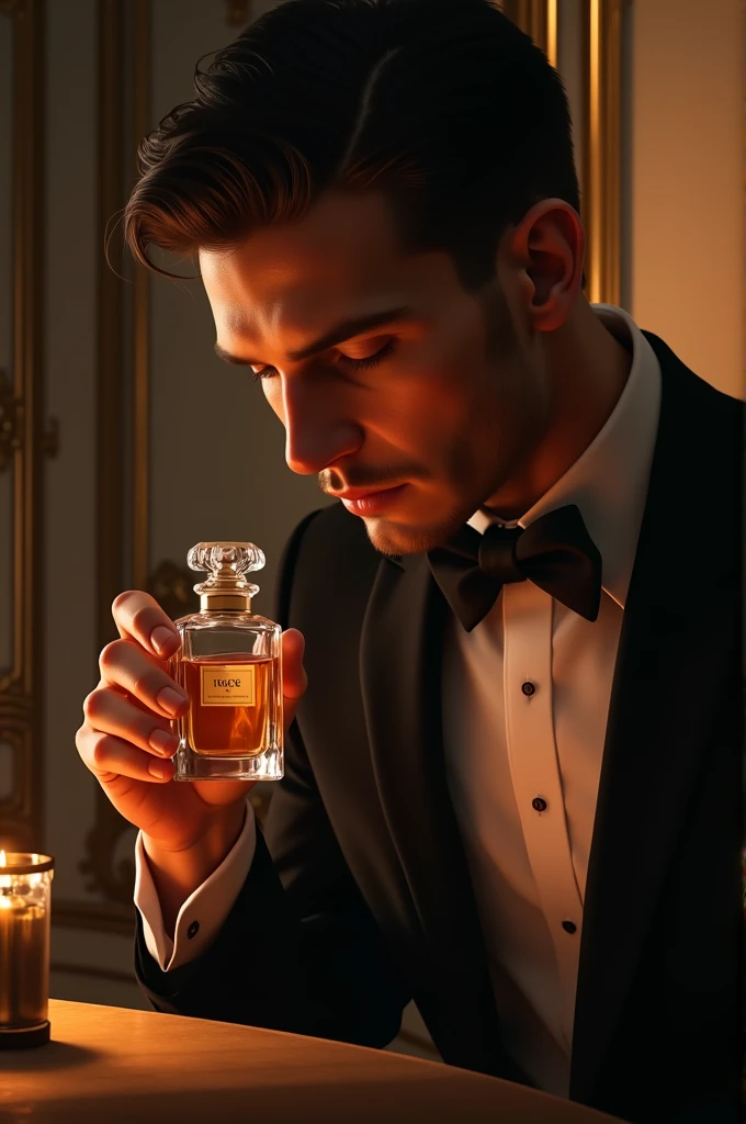 A man smelling a perfume 