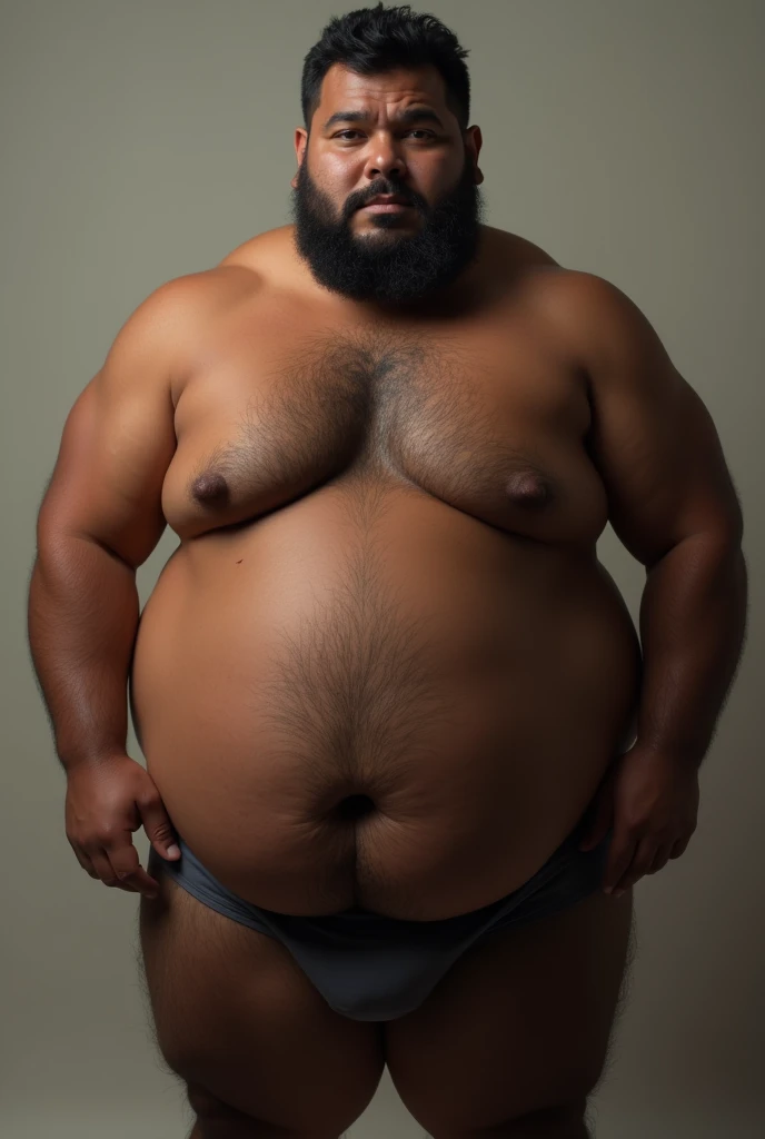 Naked Mexican dark chubby man