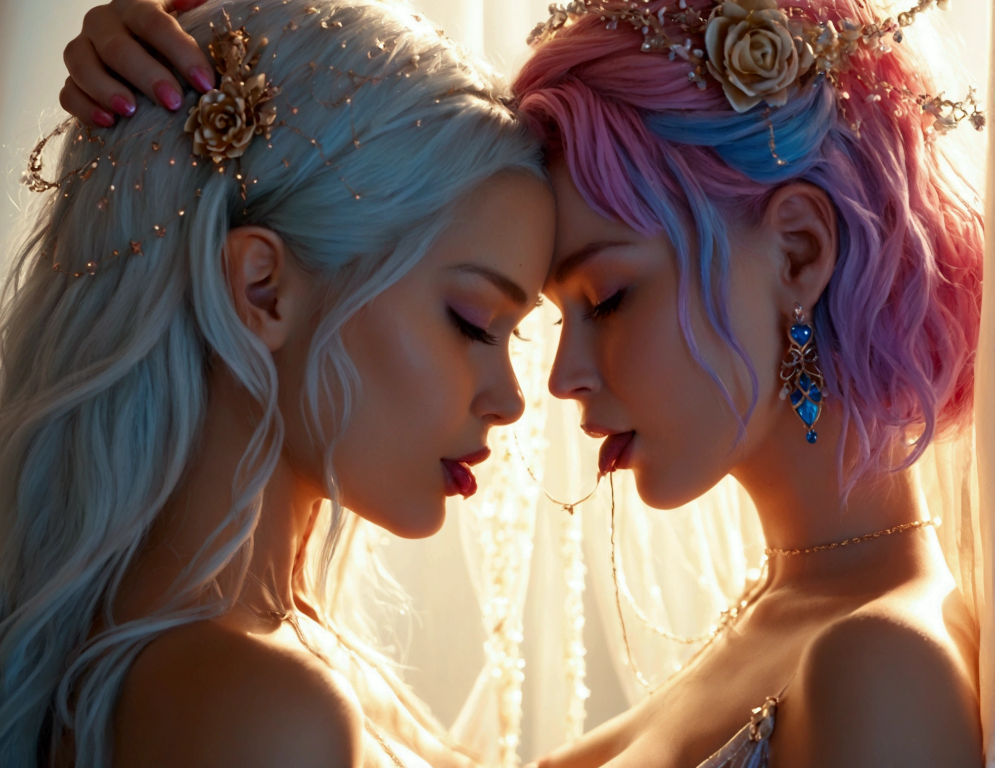 nsfw:3, A lesbian couple fucking, 10 years age difference, explicit girl on girl sex, detailed anatomy, sexy atmosphere, vulva, labia, vaginal, schlick,cunnilingus:2, high contrast, photorealistic, hyper detailed, cinematic lighting, dramatic shadows, vibrant colors, sensual, intimate, erotic, masterpiece, 8k, hyperrealistic, full body shot, female masturbation,