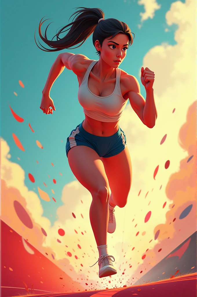 A beautiful animated sports woman
