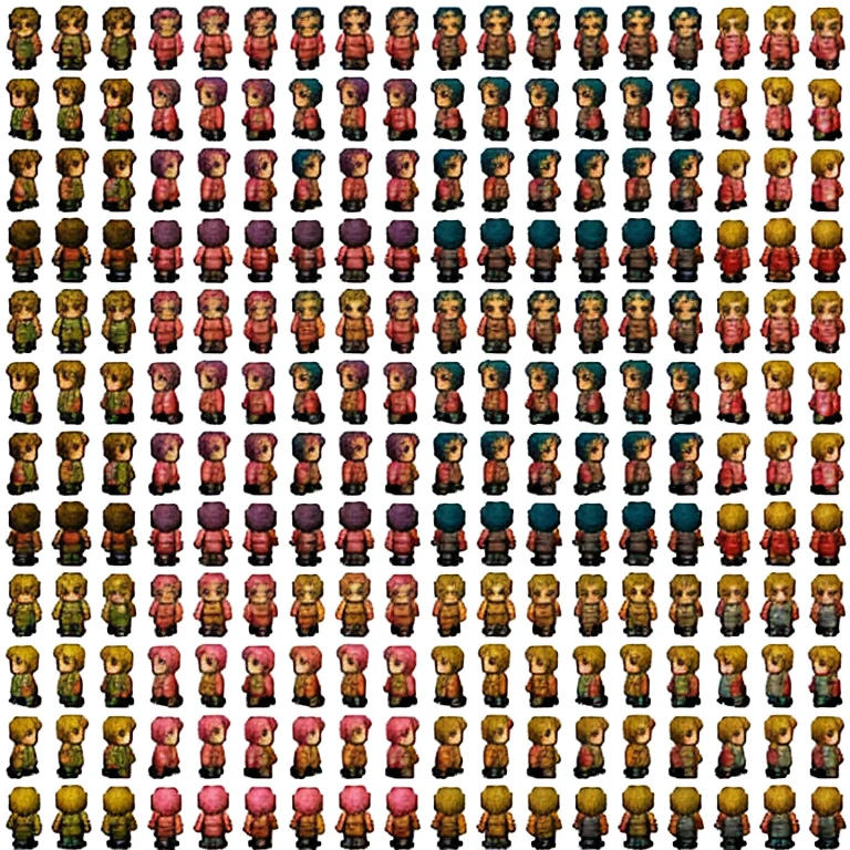sprite sheet of a girl with pink hair walking