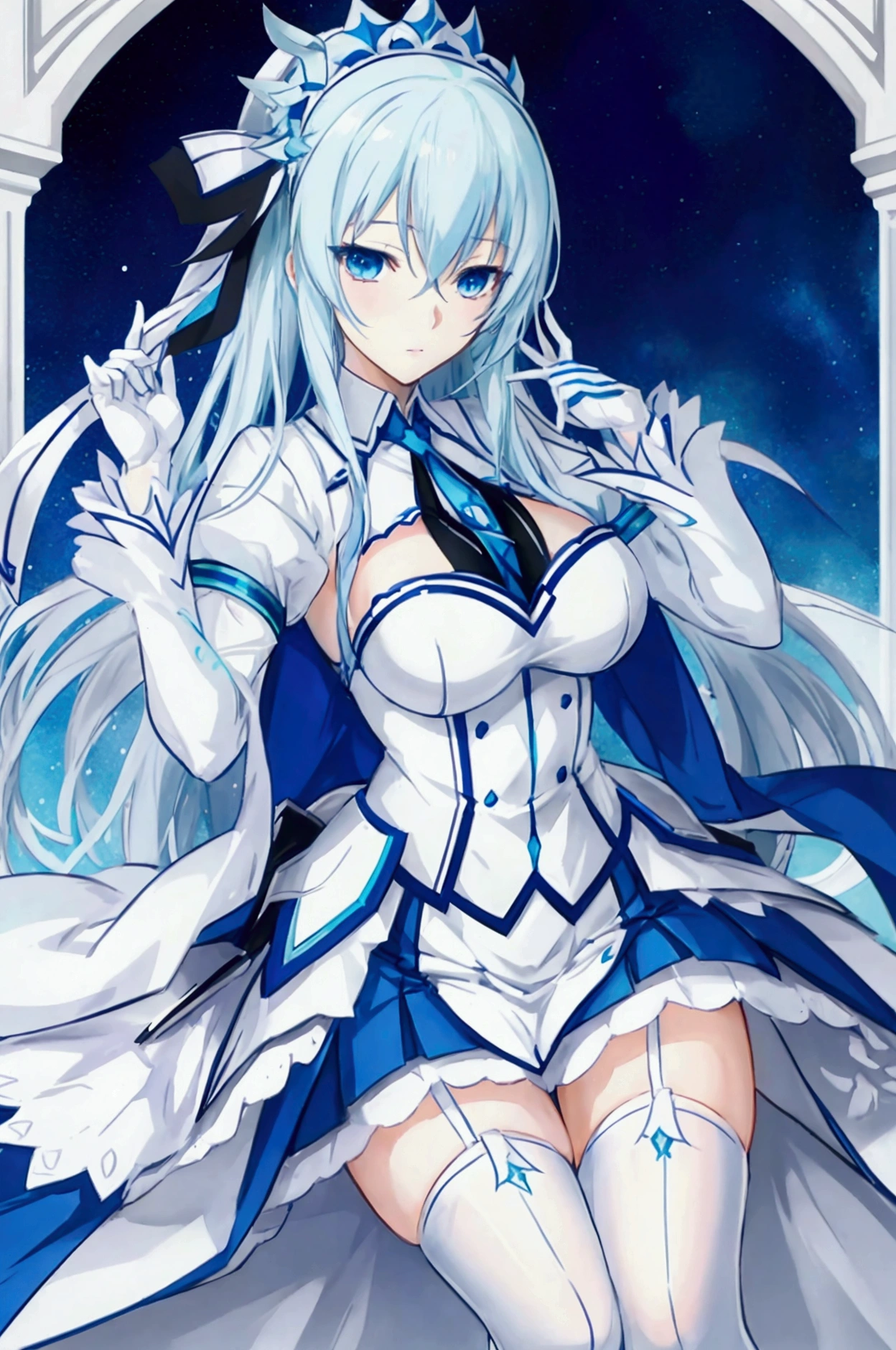 La folia from strike the blood.In white stockings and her uniform.