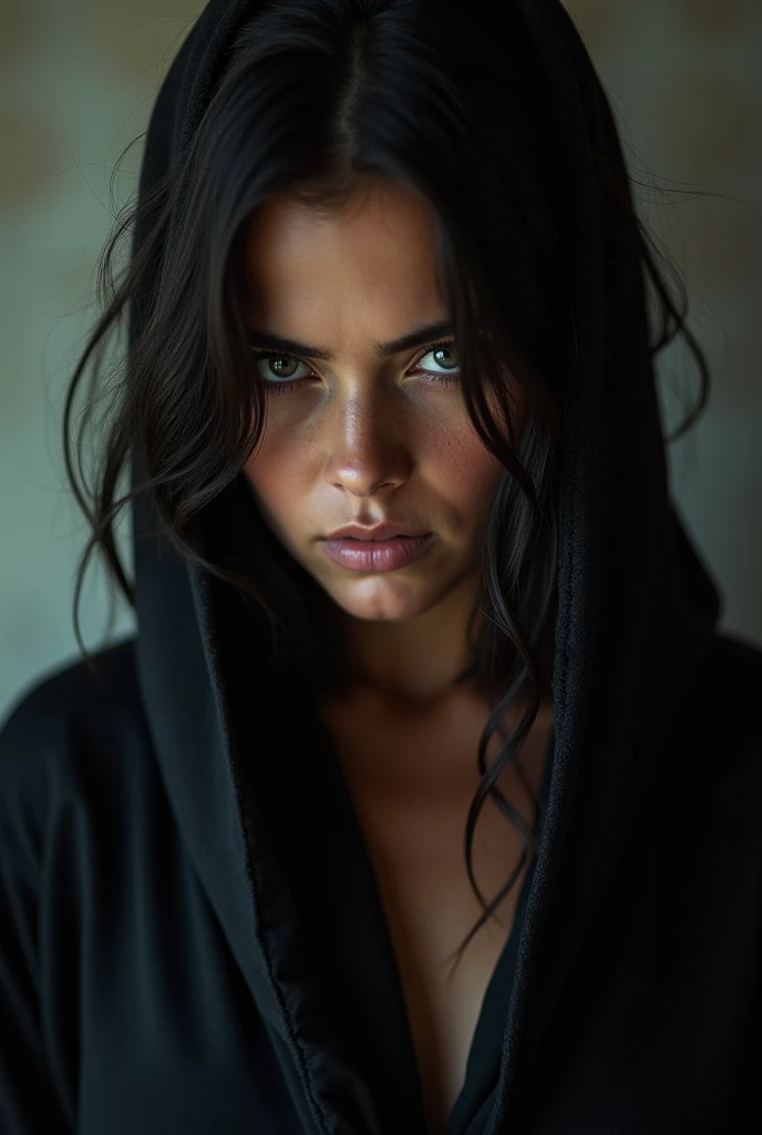(award winning photography:1.3) from (ultrareal:1.3),(angry:1.3) (close up:0.7), woman in black robe, Real leather, Canon 5D, 85mm, depth from field, 8K, ultra sharp, PTX, octane, unreal, dramatic light, global illumination, (author: WLOP:1.3),very detailed,(Darkwave Art:1.3),(Hardcore Art:1.3),(Agfacolor:1.3),(Close Portrait:1.3 ),(female:1.4),(handsome:1.4),(Attractive:1.3),handsome,calendar pose,perfectly detailed eyes,studio lighting,themed background