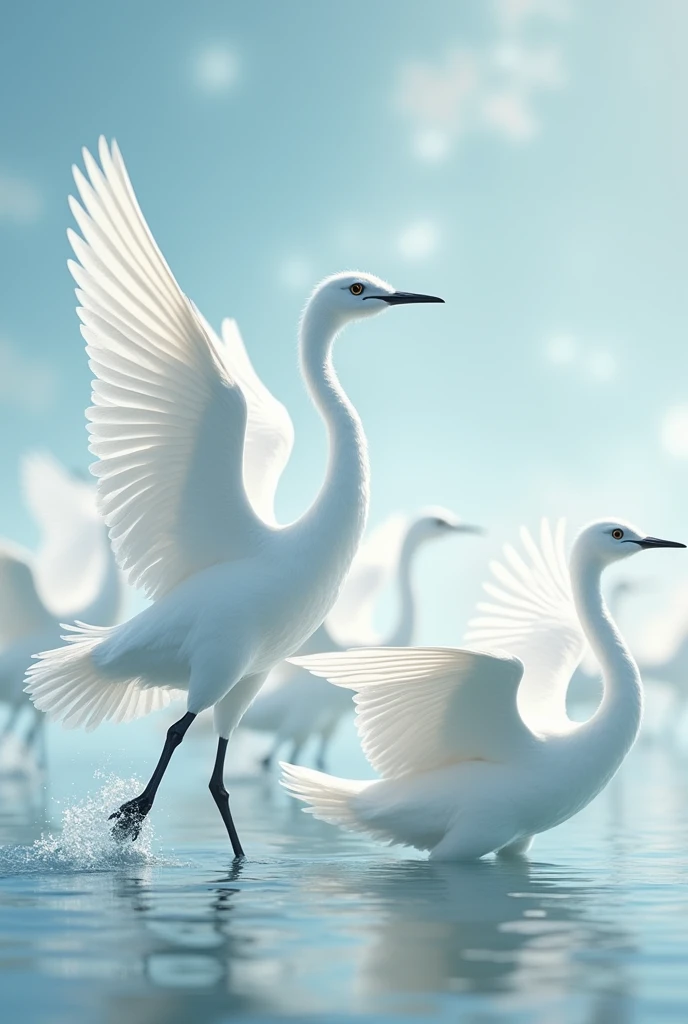 White beautiful birds