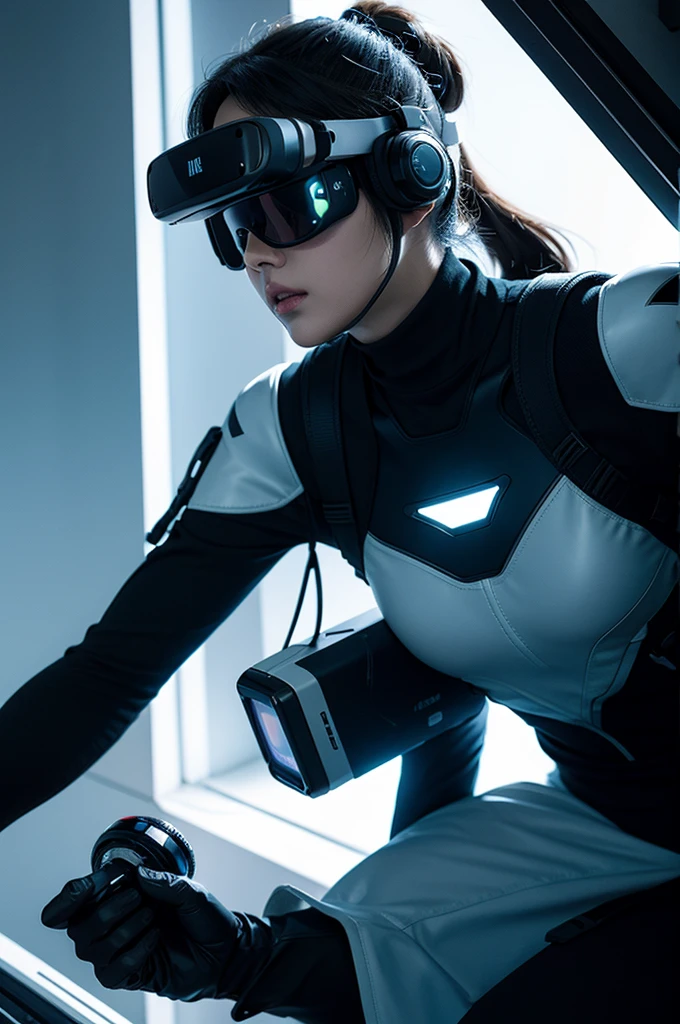 By light effects、line、Composition of futuristic sci-fi abstract VR glasses