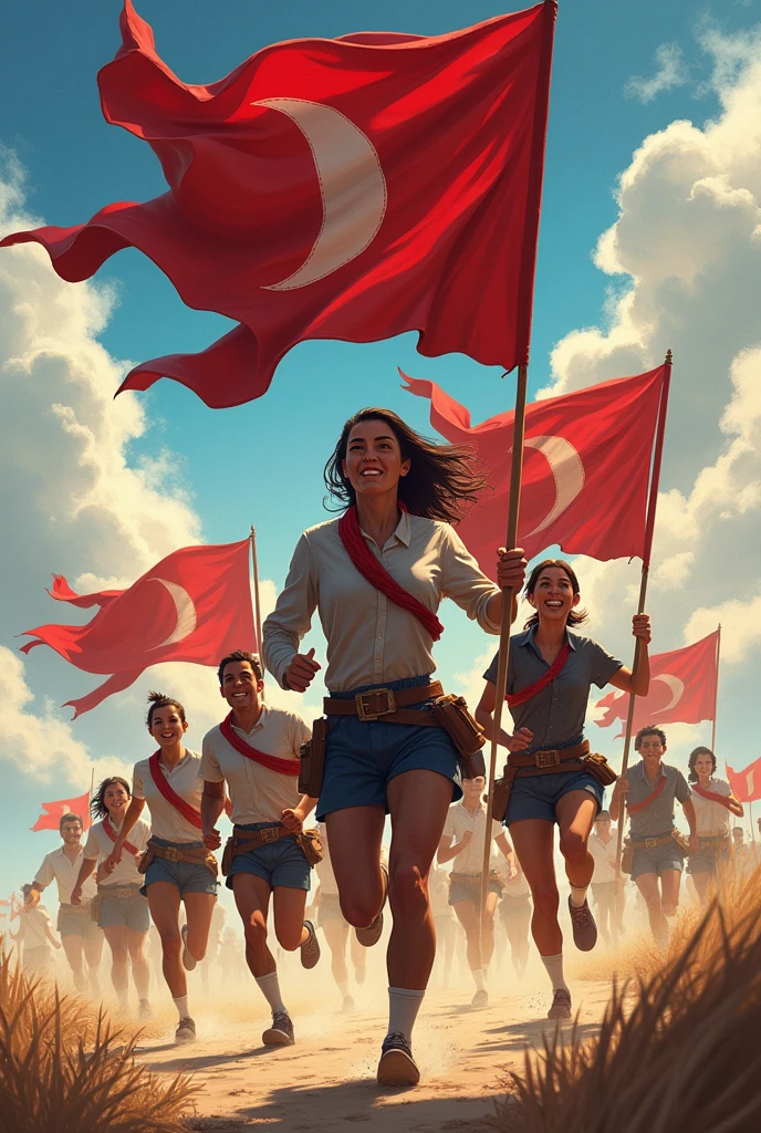 Give a series of patriots running with flag Ida in flag so that we cut the individual and attach a flag
