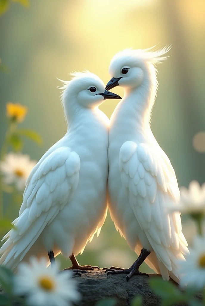 White beautiful pairs birds