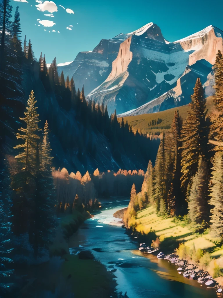 there is a river running through a forest with a mountain in the background, wyoming, rocky mountains and a river, colorado mountains, mountains river trees, colorado, mountains and rivers, gorgeous scenery, scenic mountain setting, breath taking beautiful, beautiful setting, creek, stunning scenery, by Jim Murray, rocky mountains, river running thru the middle, beautiful scenery