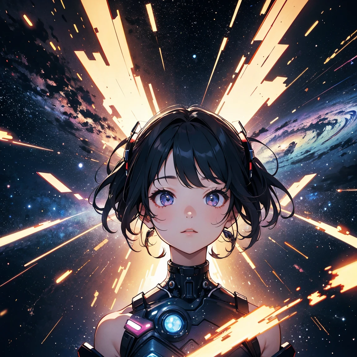 universe、Milky Way、horizon、Virtual space、electronic、cyberpunk