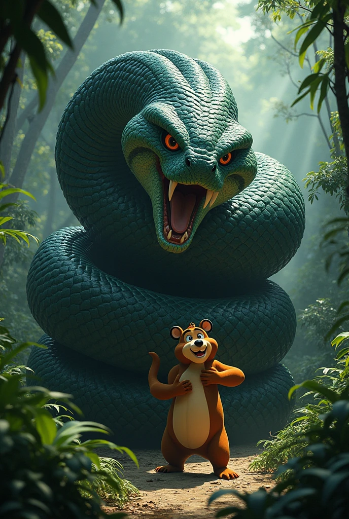 Snake Kaa crushes Baloo bear
