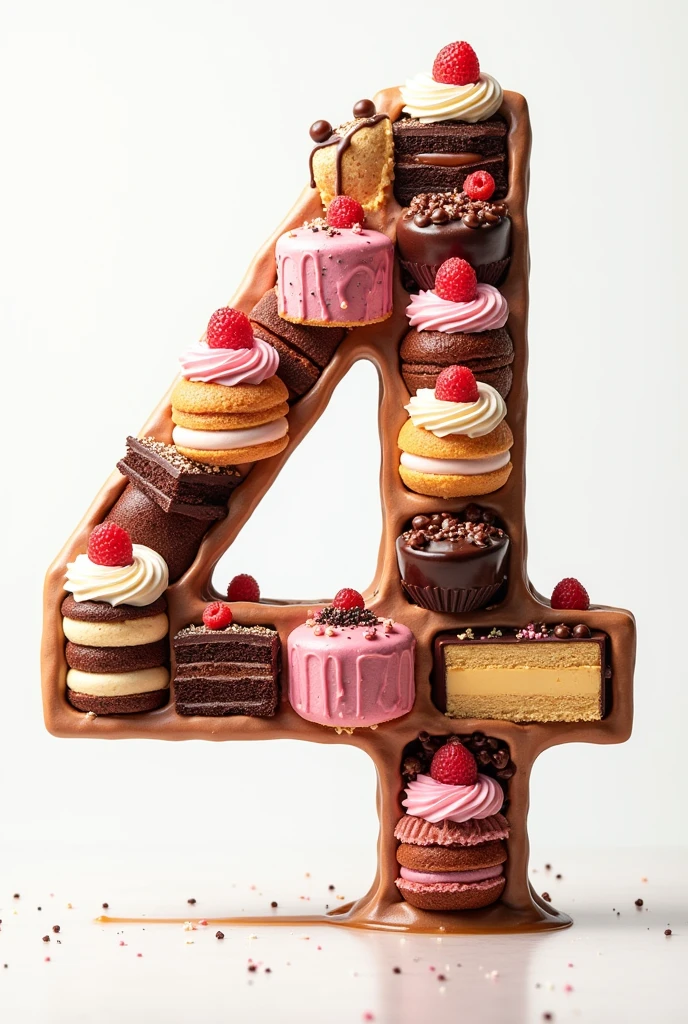 A image of number 4 with cakes in it